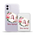 Capinha Com Nome Inicial Floral + Carregador Portátil 5.000